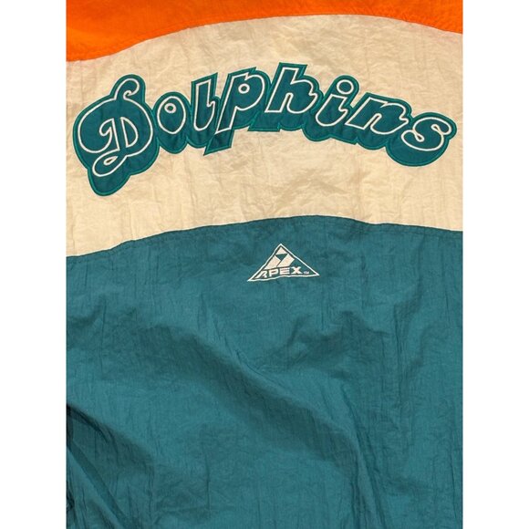 Vintage 1990's Apex One Miami Dolphins NFL Full Zip Windbreaker Jacket Medium - Picture 6 of 8